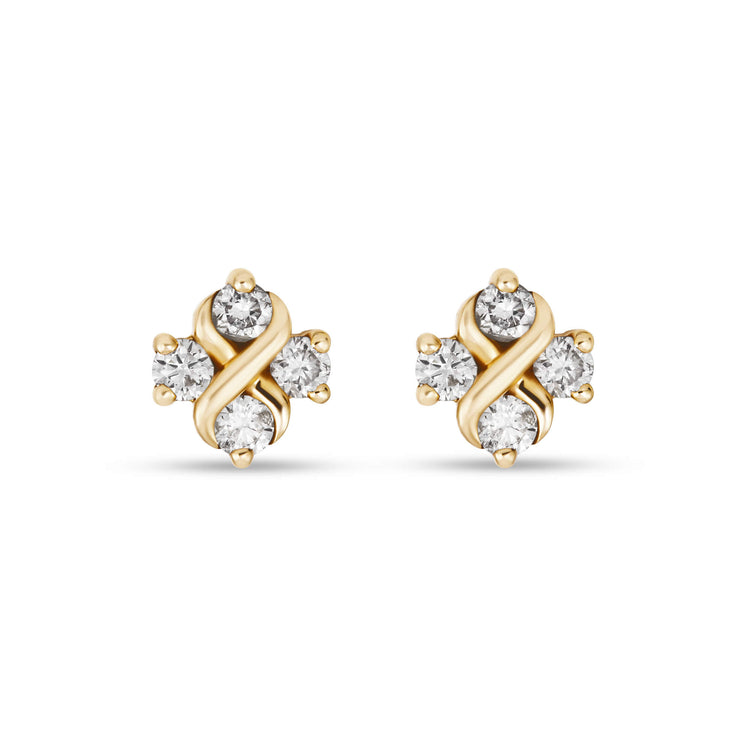 Diamond Flower Stud Earrings 1/4 ct tw Round-cut 10K White Gold | Kay